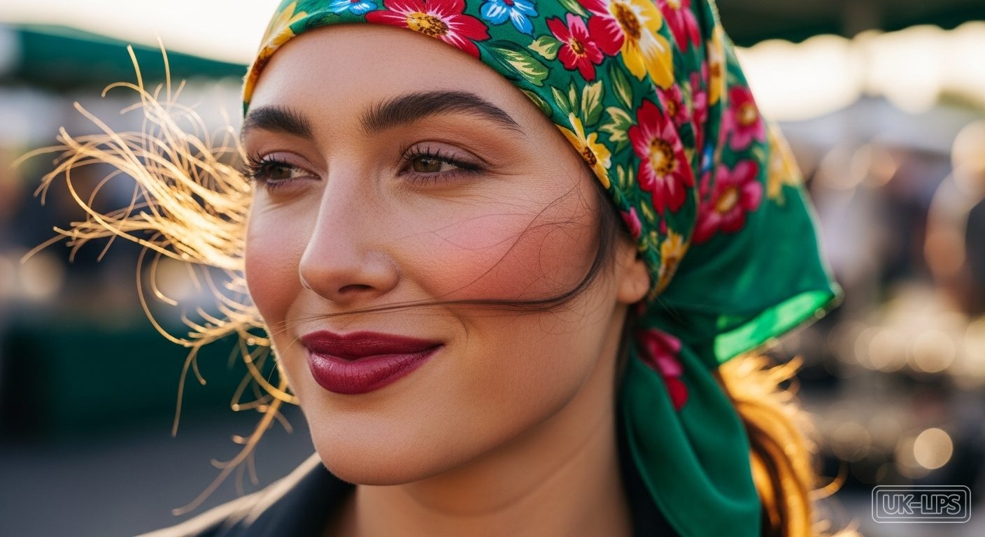 Allie Voss with berry lip tint in golden June light